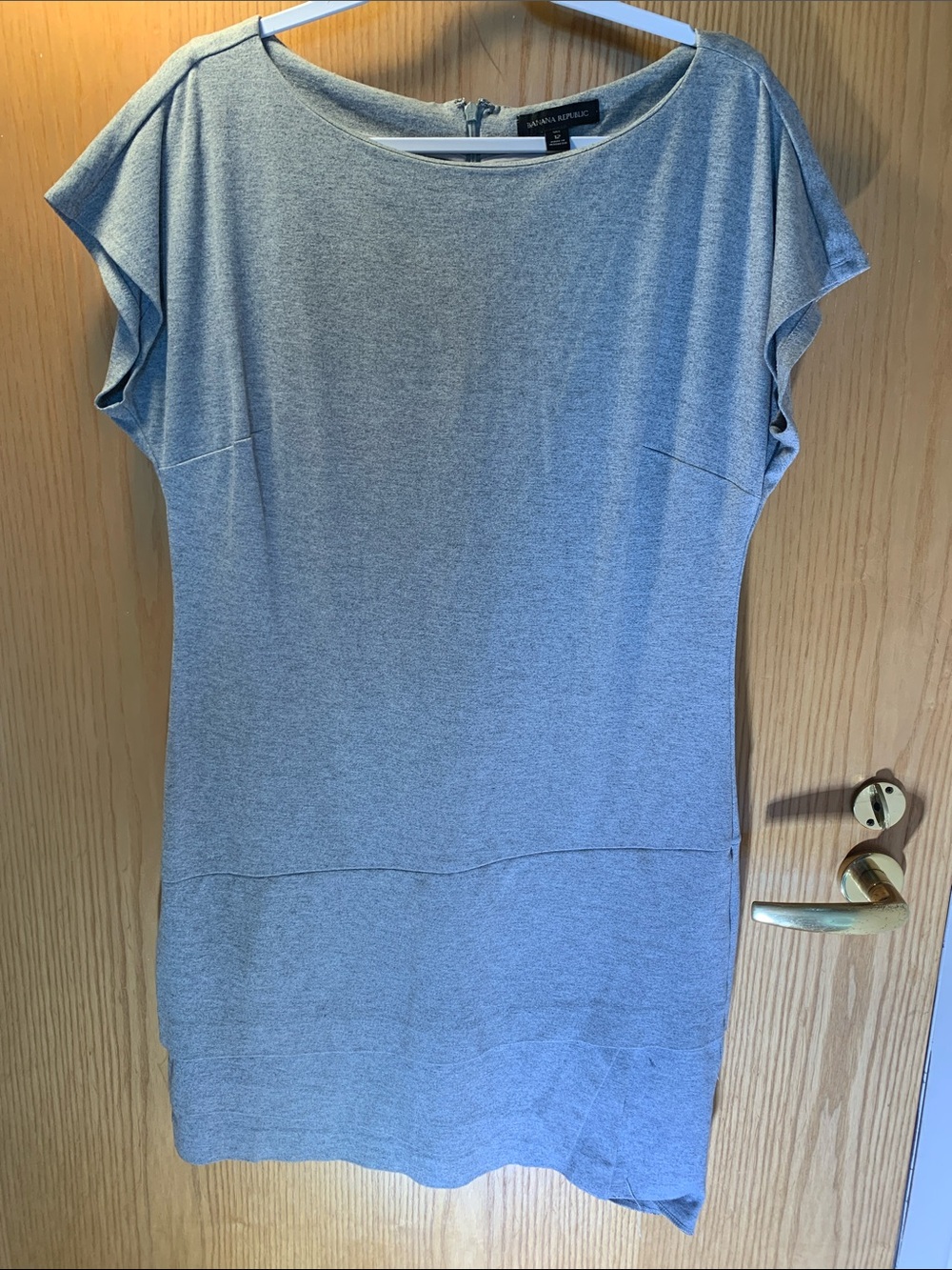 Banana Republic Women's Heather Gray Short Sleeve Tunic Dress Top - Size 12 Tall
